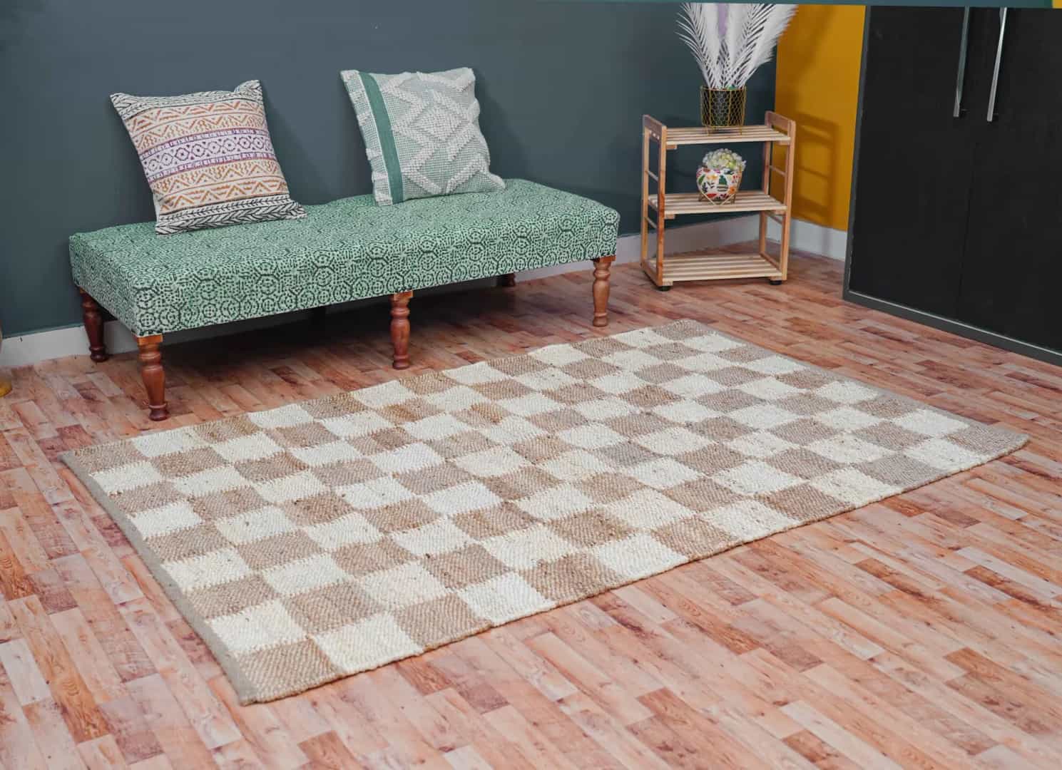 Handmade Hemp Jute Rug Large Large Vintage Hemp Jute Rug  - Image 6