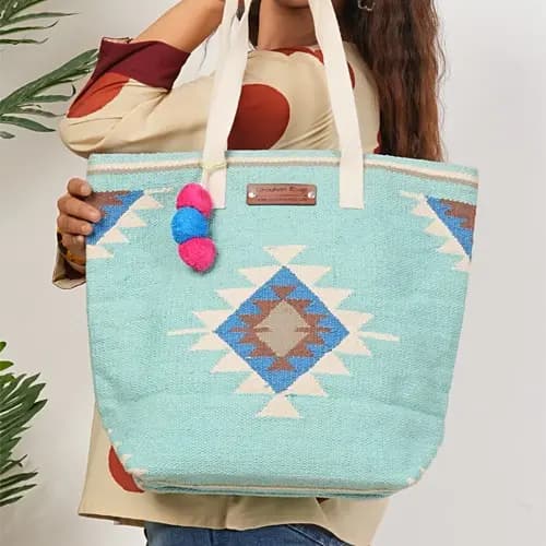 Colorful handmade jute bags from Jaipur
