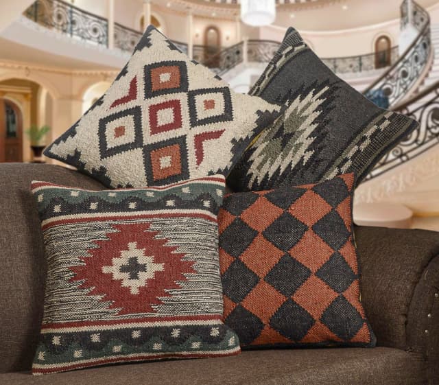 18x18 Inch Wool Jute Kilim Cushion Covers
