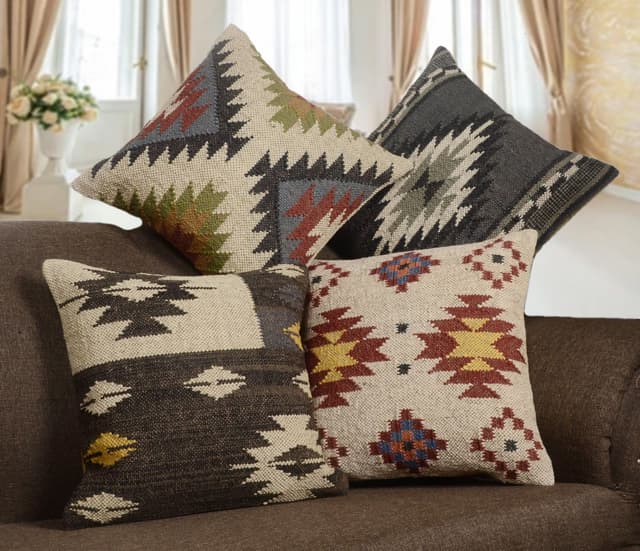 Handmade Wool Jute Cushion Cover