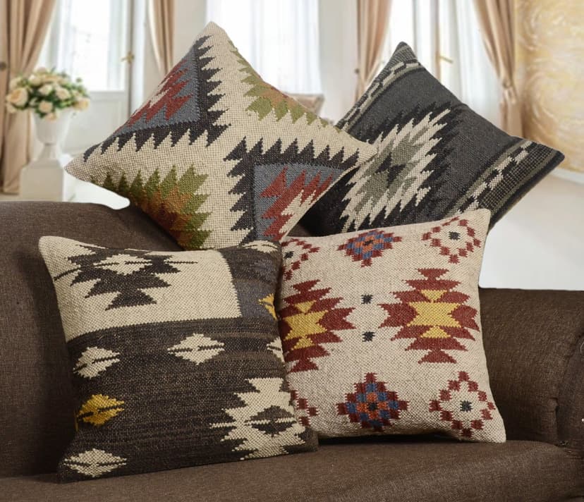 Handmade Wool Jute Cushion Cover