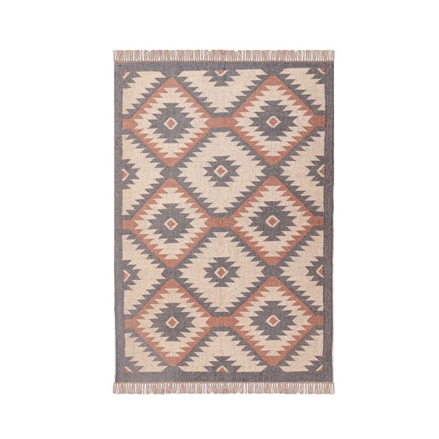 Multicolor Wool Jute Kilim Rugs with Fringes