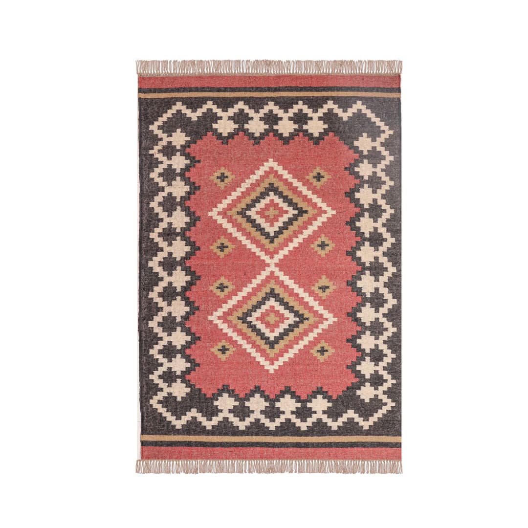 Colorful Kilim Dhurrie Area Rug Handmade Wool Jute Rug 