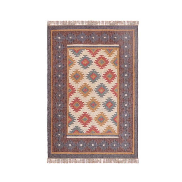 Indian Handmade Wool Jute Kilim Area Rug