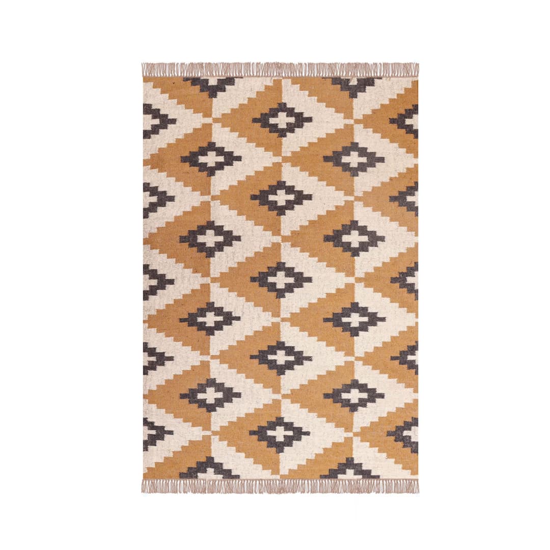 Handwoven Multicolor Wool Jute Kilim Area Rug