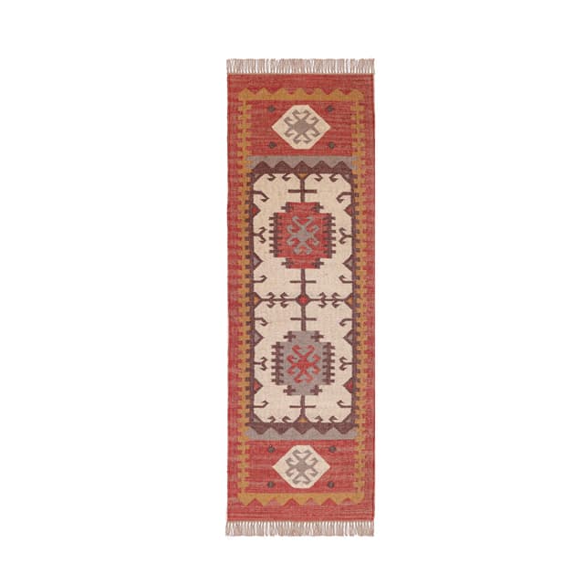 Vintage Kilim Dhurrie Wool Jute Runner Rug