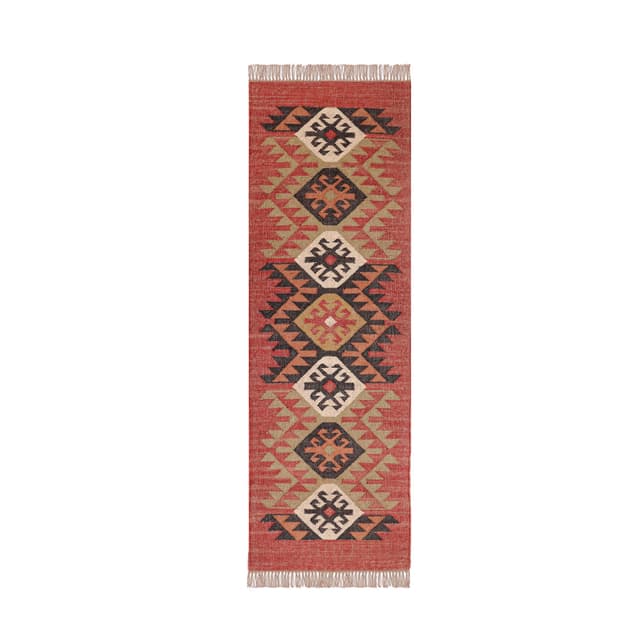 Colorful Classic Wool Jute Kilim Runner Rug