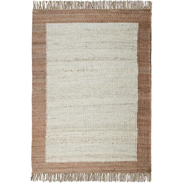 Handwoven Hemp Jute Rug with Fringes