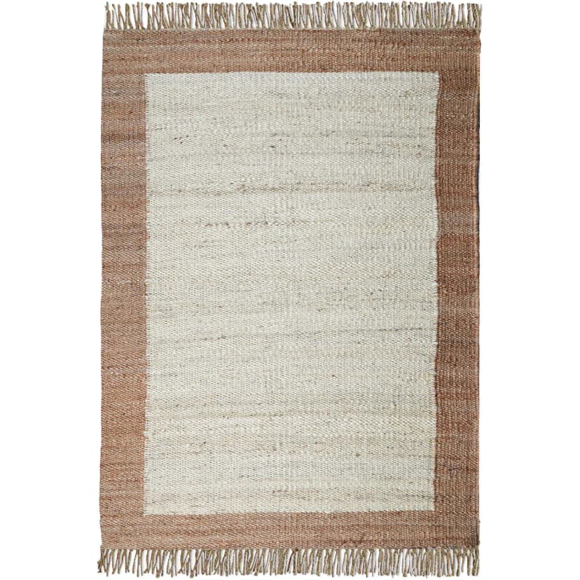Handwoven Hemp Jute Rug with Fringes
