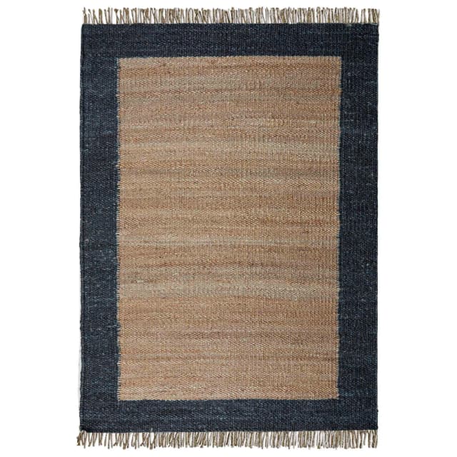 Handmade Natural Hemp Jute Rug with Black Border