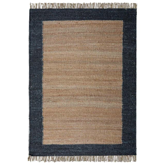 Handmade Jute Hemp Rug with Black Border