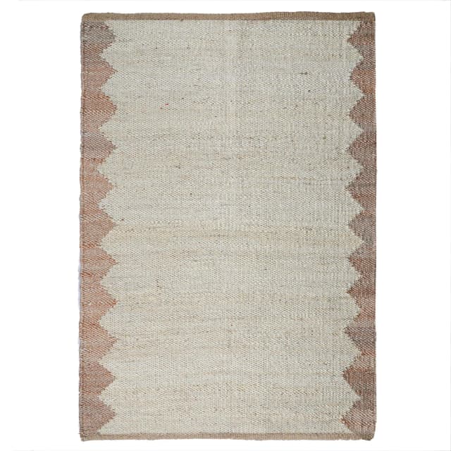 Indian Handmade Off White Jute Hemp Rug with Natural Sides