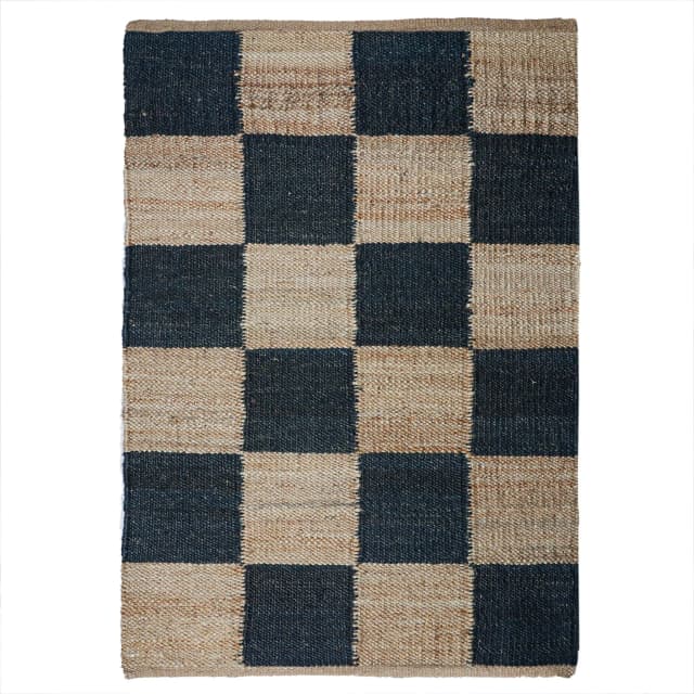 Home Decor Bohemian Natural and Black Jute Hemp Rug