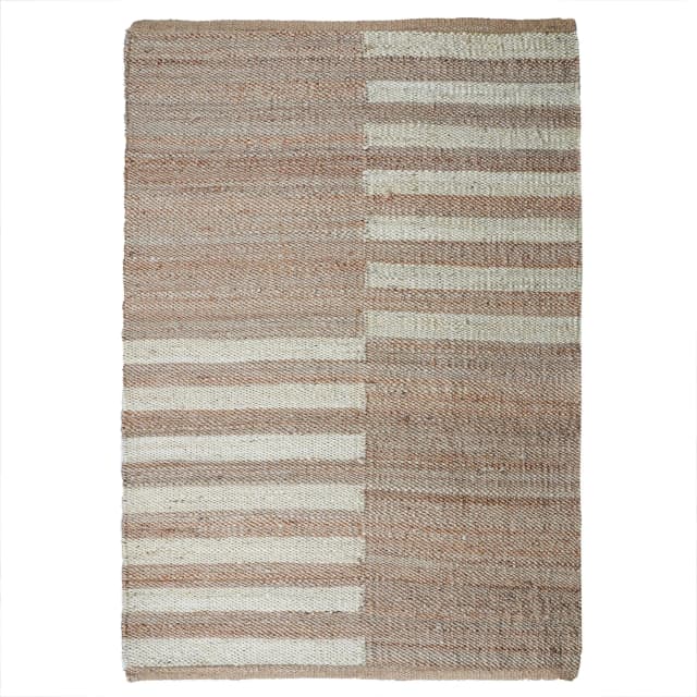 Decorative Off White Striped Natural Jute Hemp Rug