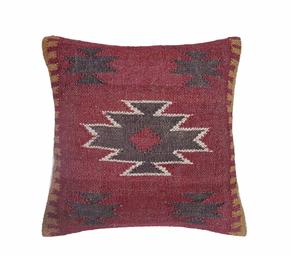 Handmade Set of 4 Vintage Kilim Wool Jute Pillow Covers