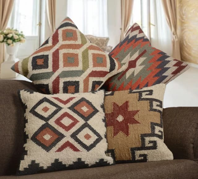 Colorful Wool Jute Pillowcases for Home Decor