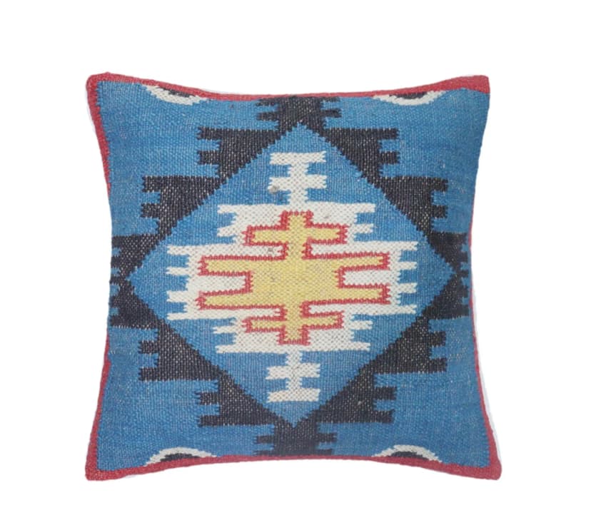 Handwoven Multicolor Bohemian Wool Jute Kilim Pillowcases