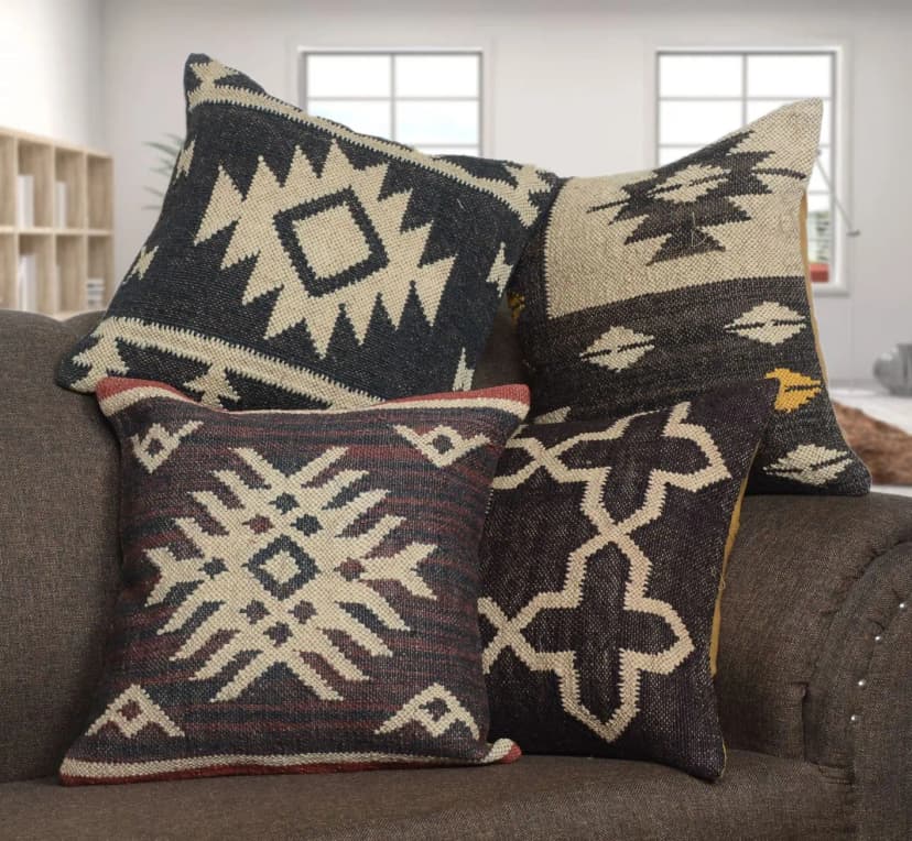 45x45 cm Handmade Wool Jute Kilim Pillowcases