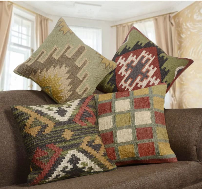 Vintage Kilim Wool Jute Cushion Cover Decor Sofa