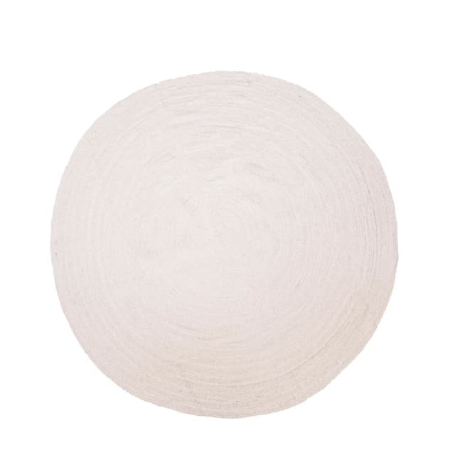 Indian Hand Braided White Jute Round Rug