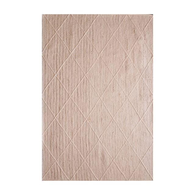 Off White Hand Braided Natural Jute Rug with Diamond