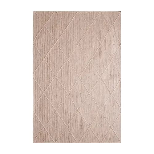 Off White Hand Braided Natural Jute Rug with Diamond