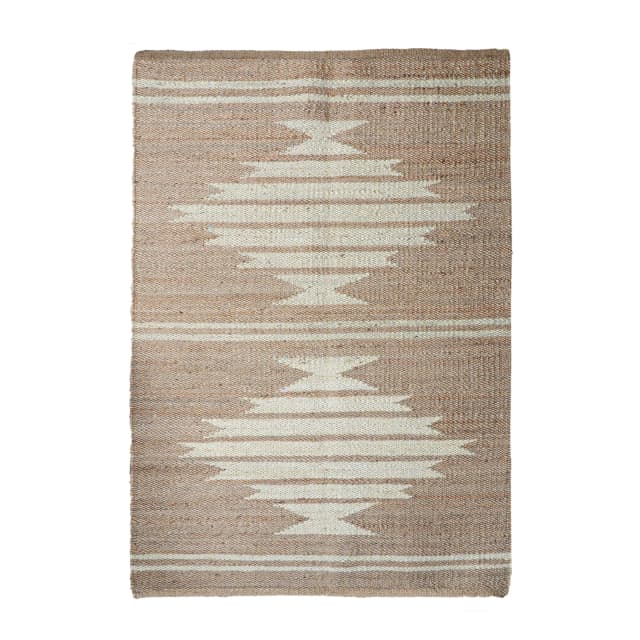 Stair Decor Handwoven Beige and Off White Jute Hemp Rug and Runner