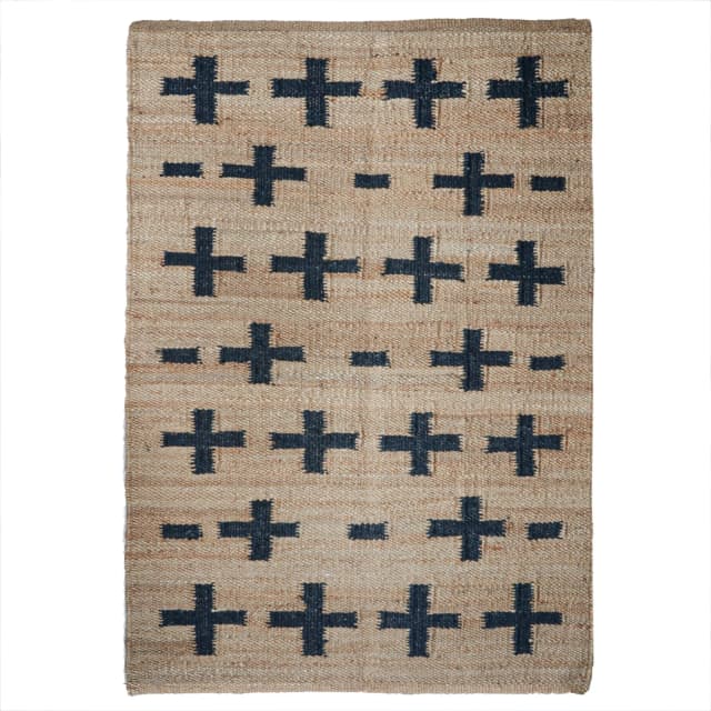 Black Plus Design Hand Loomed Natural Jute Hemp Rug