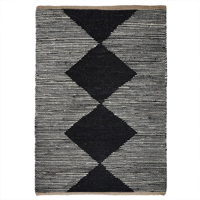 Black and White Handmade Jute Hemp Rug