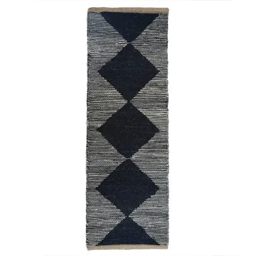 Black and White Handmade Jute Hemp Rug