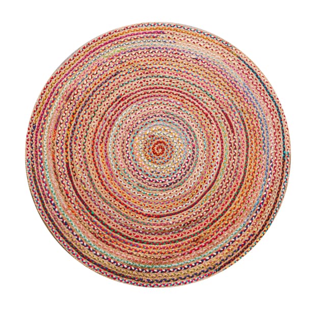 Hand Braided Multicolor Jute Cotton Round Rug