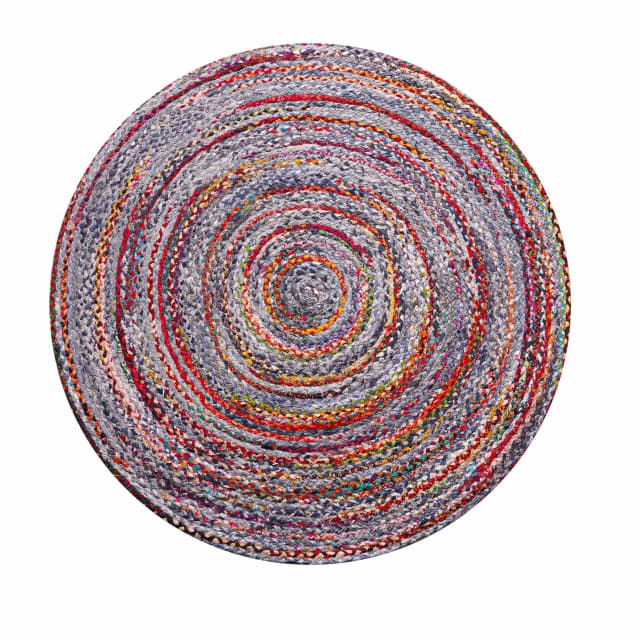 Colorful Multicolor Cotton Round Rug