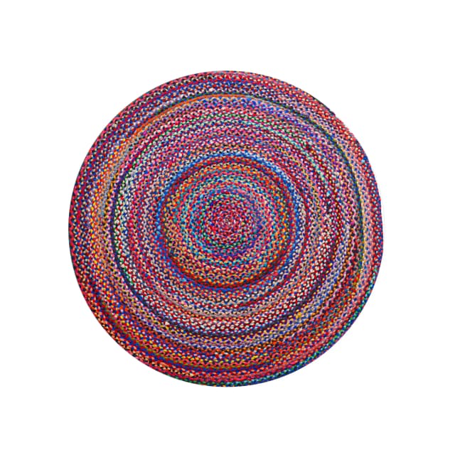 Indian Hand Braided Multicolor Cotton Round Rug