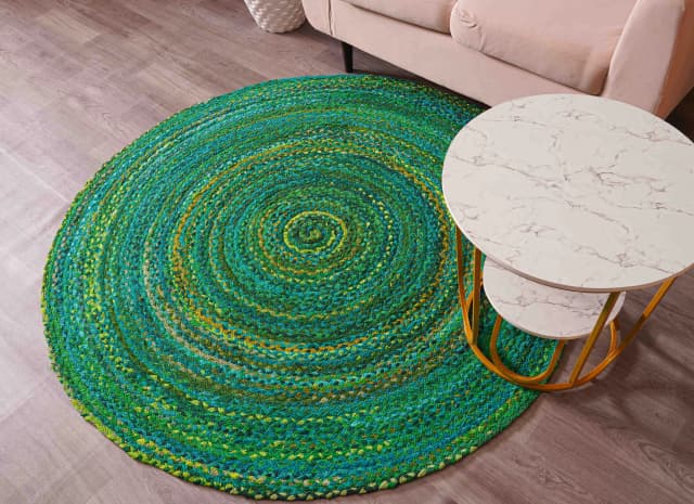 Green Cotton Round Rug