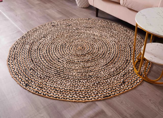 Multicolor Hand Braided Jute and Cotton Round Rug and Doormat