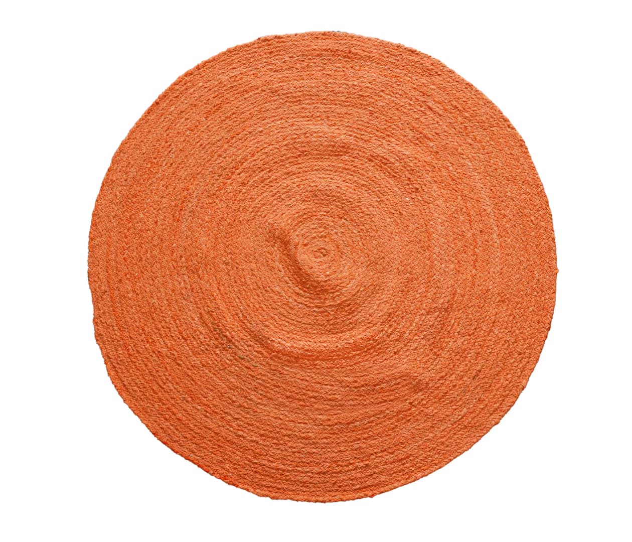 Orange Color Cotton Chindi Round Rug