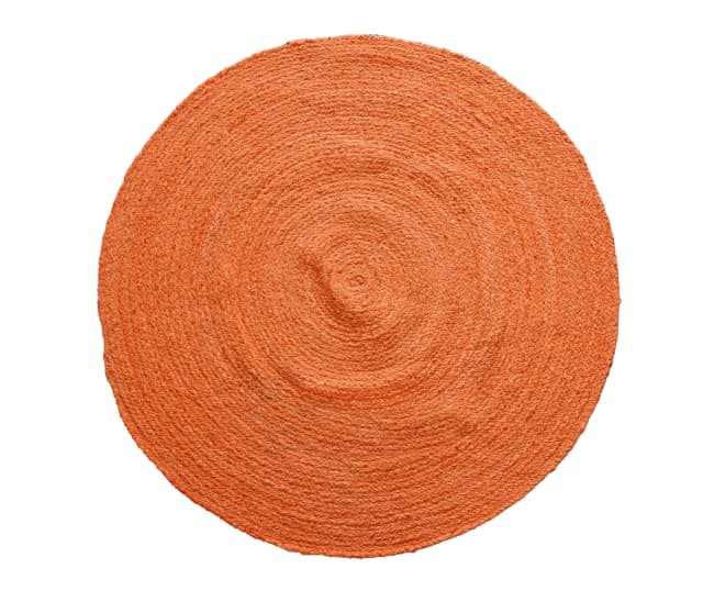 Orange Color Cotton Round Rug