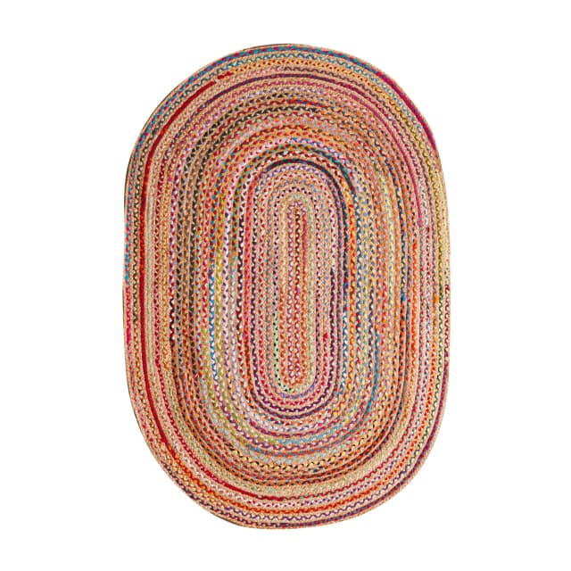 Hand Braided Bohemian Colorful Cotton Chindi Oval Rug