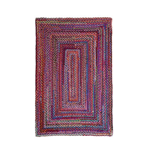Indian Handwoven Colorful Cotton Chindi Carpet