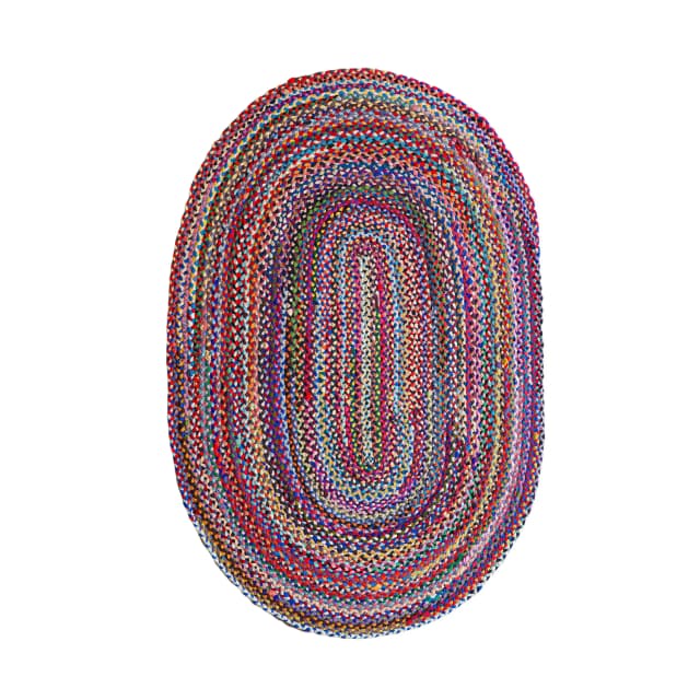 Hand Braided Colorful Cotton Oval Rug