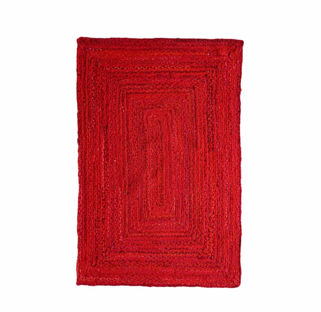 Handmade Braided Rustic Area Red Cotton Rug and Runner