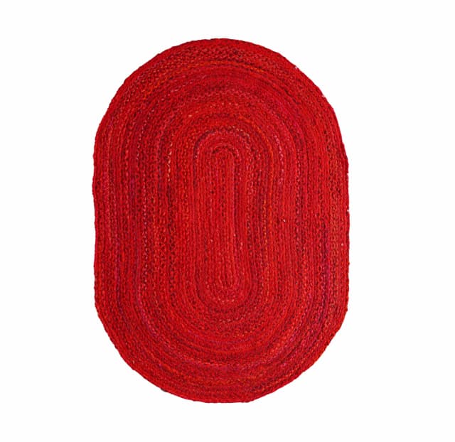 Home Decor Bohemian Red Cotton Oval Rug