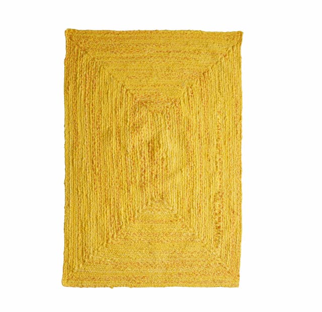 Yellow Hand Braided Cotton Rectangle and Square Rug and Mat