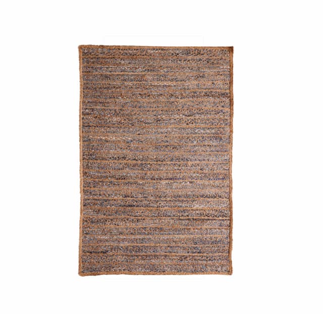 Home Decor Bohemian Natural Jute and Blue Cotton Rectangle and Square Rug