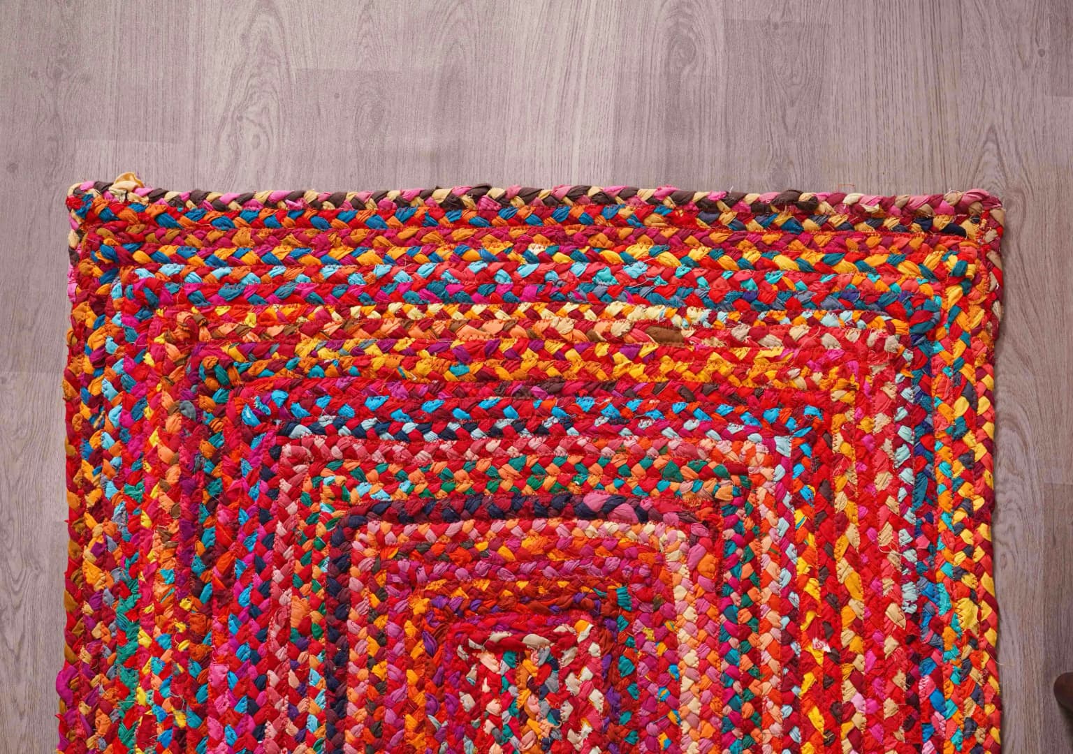 Multicolor Decorative Hand Braided Cotton Runner Rug