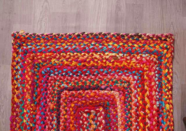 Multicolor Decorative Hand Braided Cotton Runner Rug