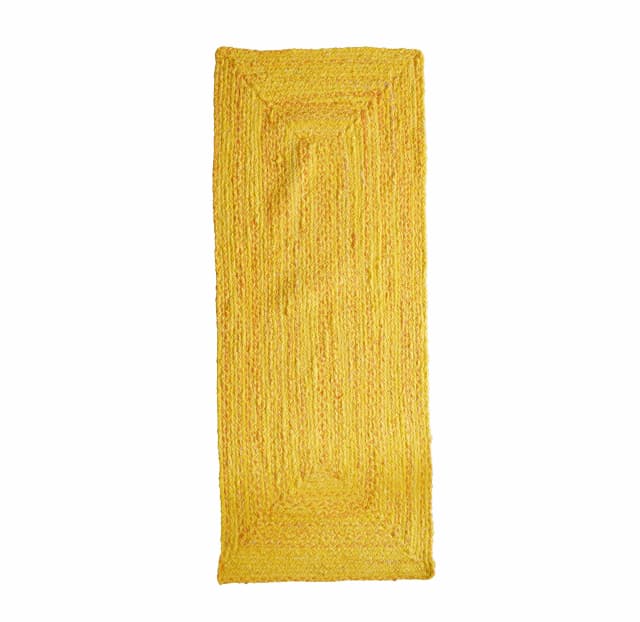 Yellow Hand Braided Cotton Runner Rug and Mat