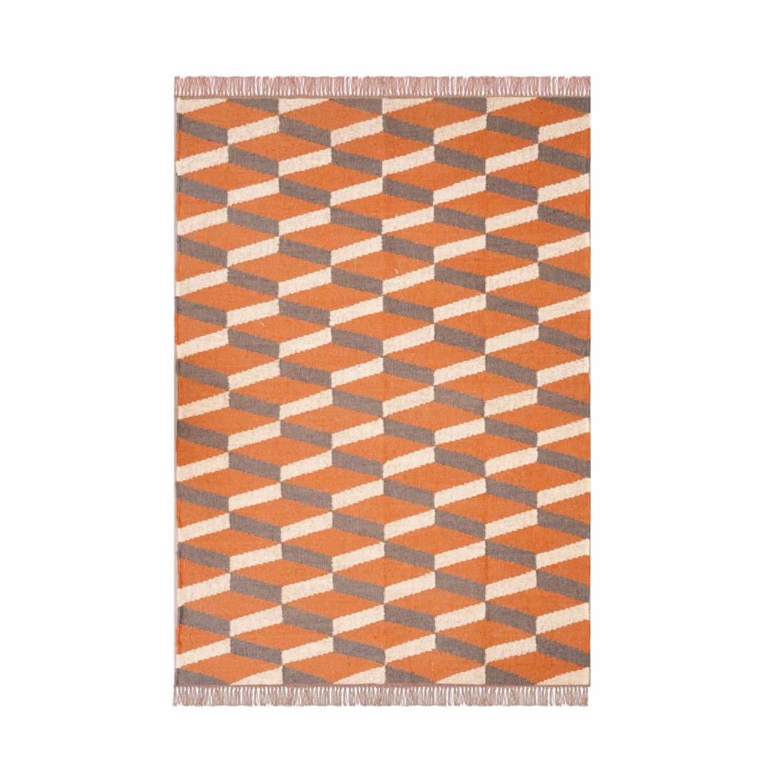 Indian Handwoven Multicolor Wool Jute Kilim Rug with Fringes Jute Rug Wool Jute Traditional Kilim Rug Vintage Jute Area Rug Oushak Dhurrie Rug Vintage Kilim Rug