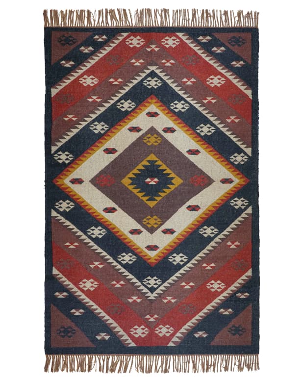 Handwoven Eool Jute Kilim Rug Multicolor Large Jute Dhurrie Vintage Area Rug Home Decor Rug Fringes Jute Rug Floor Jute Rug