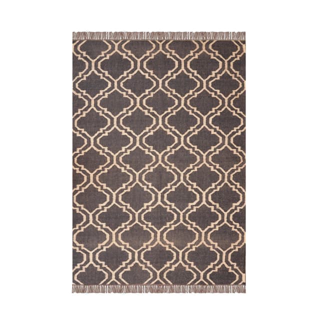 Black with Off White Design Handwoven Wool Jute Kilim Rug Rectangle Shape Large Kilim Dhurrie Rug Bohemian Jute Area Rug 